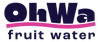 OhWa fruit water logo with purple text and pink accent on a white background
