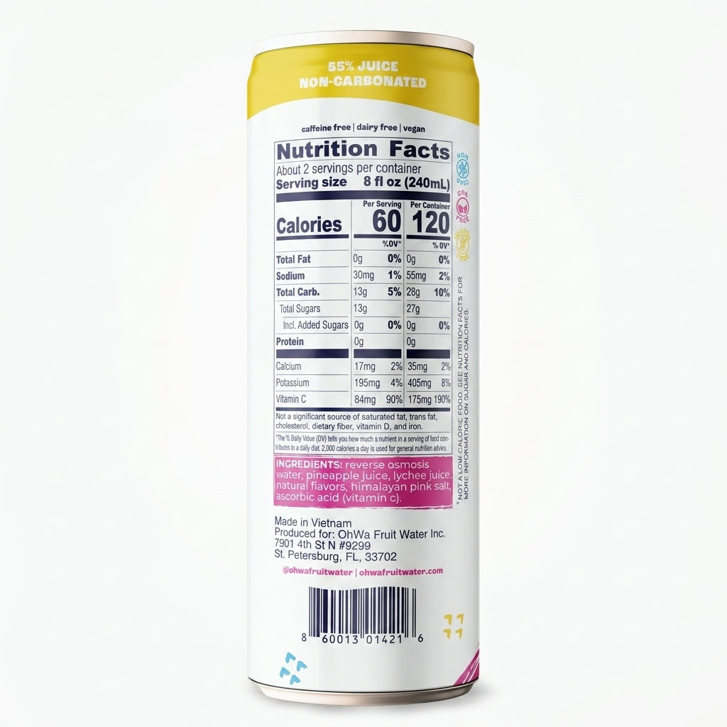 Nutrition facts label on a can with a white background