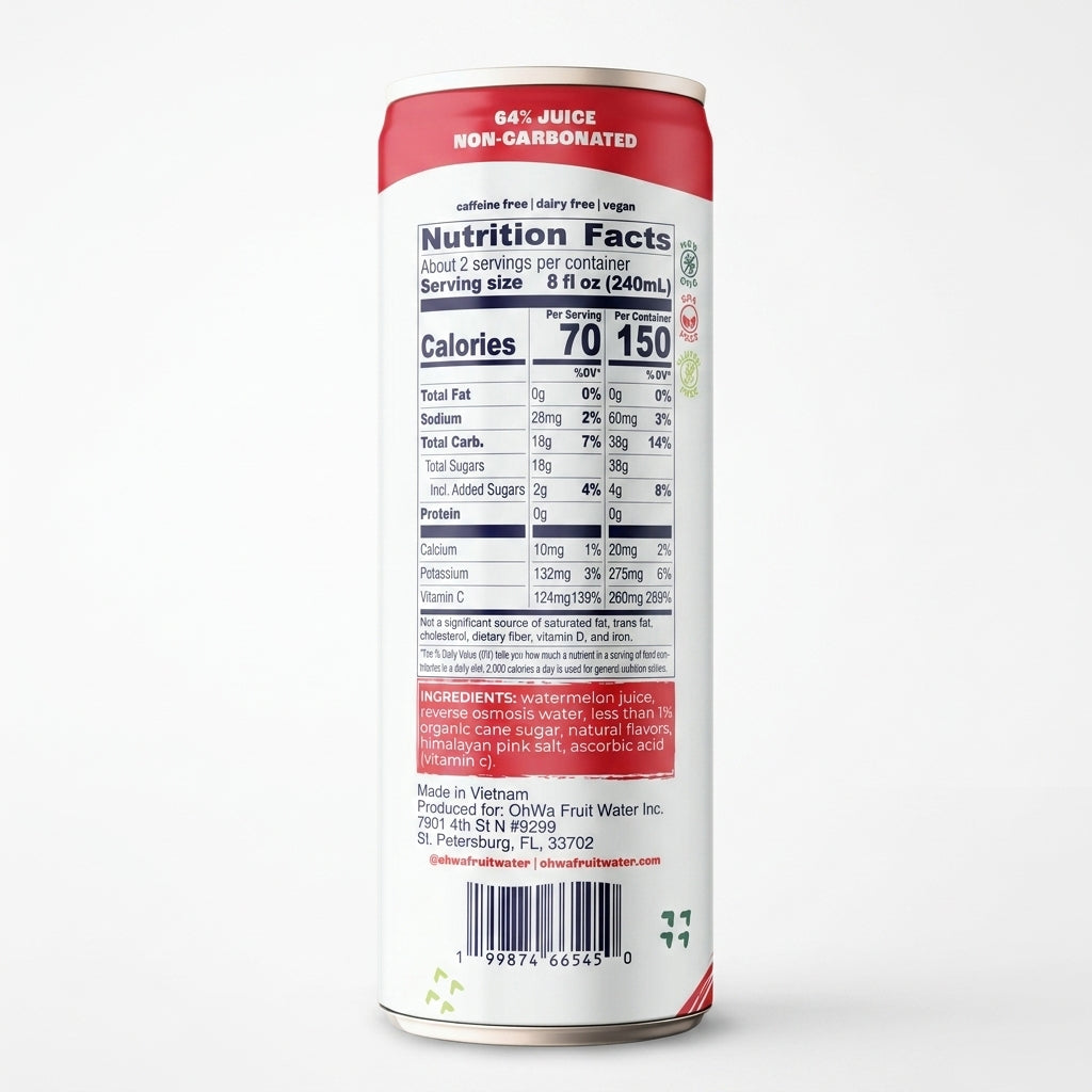 Nutrition facts label on a can with a white background