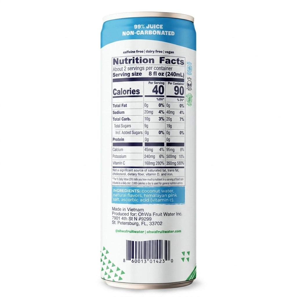 Can with nutrition facts label on a white background