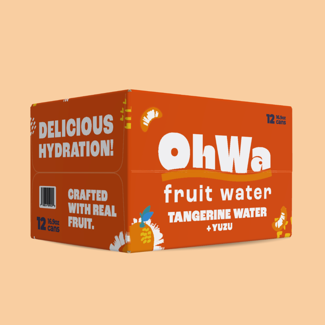 OhWa fruit water box on a beige background