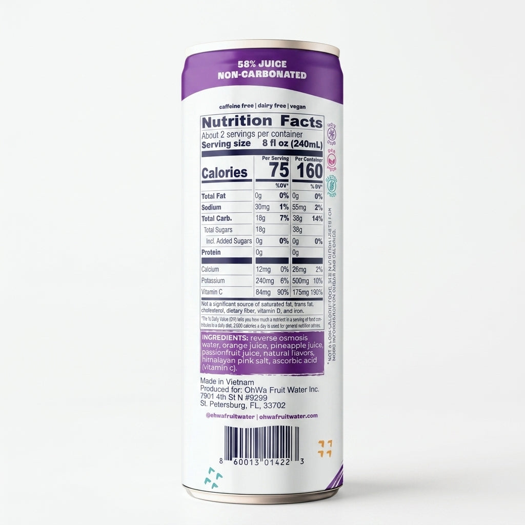 Nutrition facts label on a can with a white background